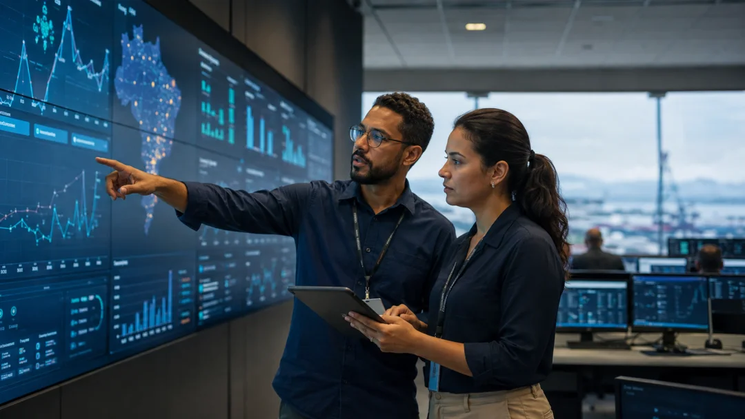 Equipe de operações acompanhando indicadores e condições que exigem atenção.